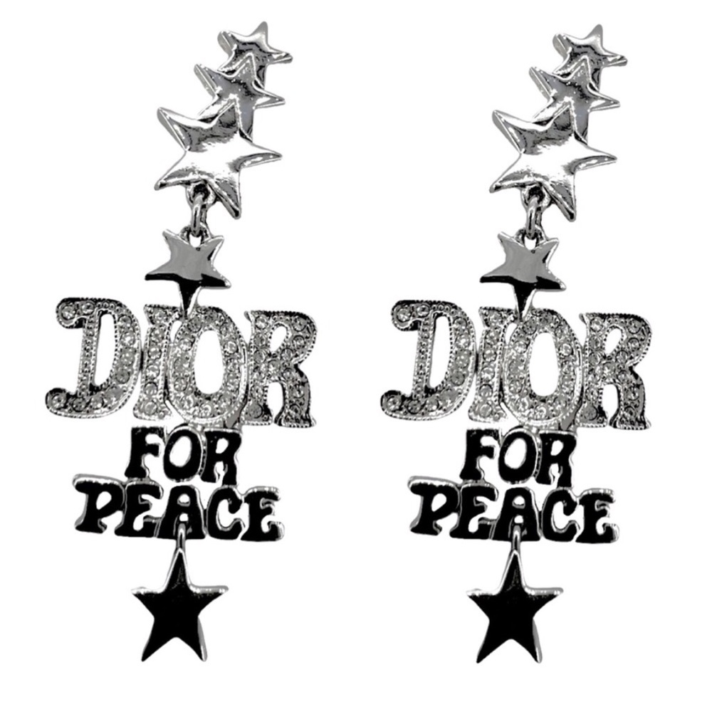 Dior Vintage Dior For Peace Y2K Diamanté Crystal Ring - Earrings Jewelry Set - Picture 4 of 17
